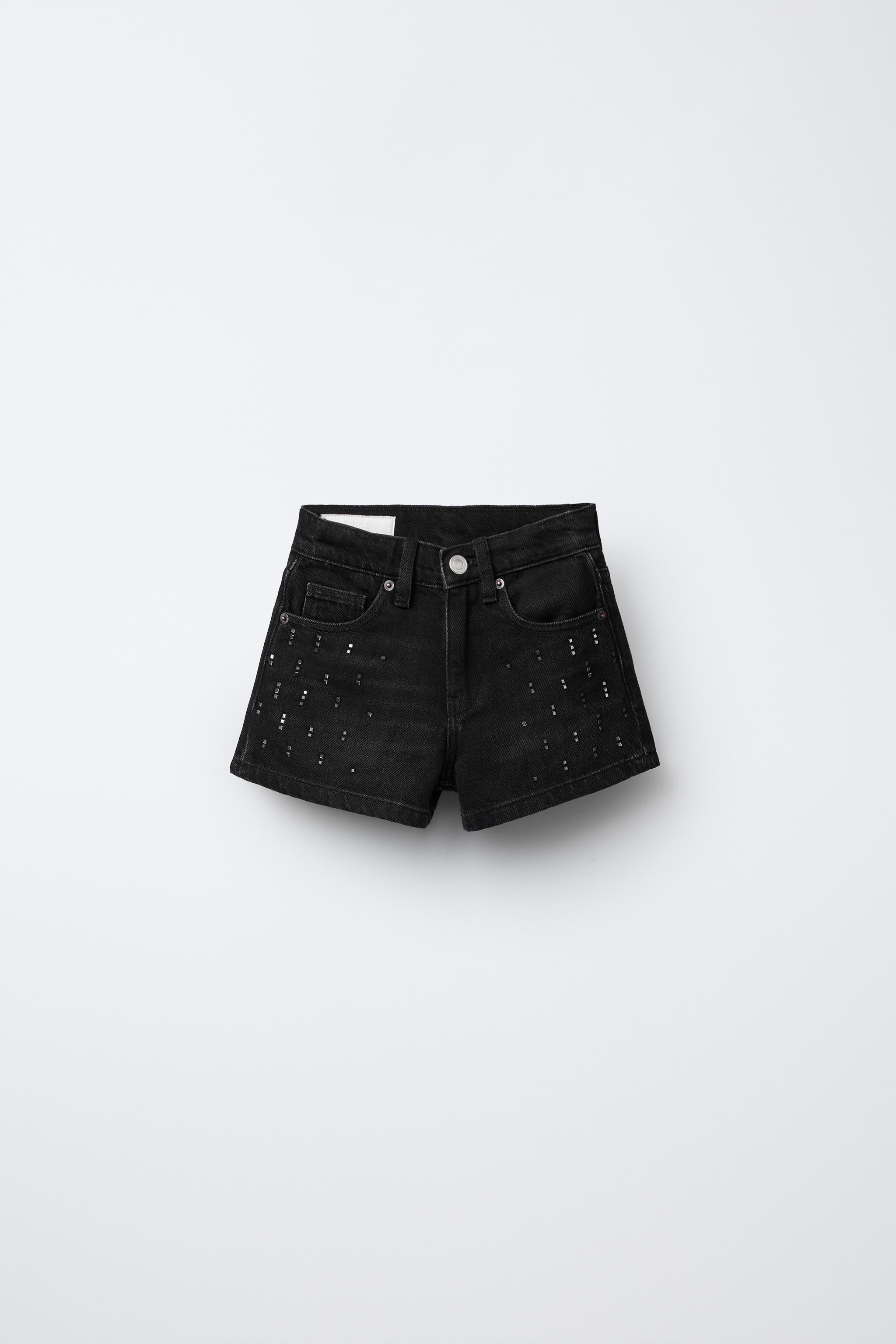 STUDDED DENIM SHORTS